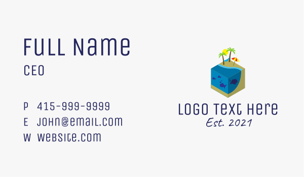Isometric Island Resort  Business Card Design Image Preview