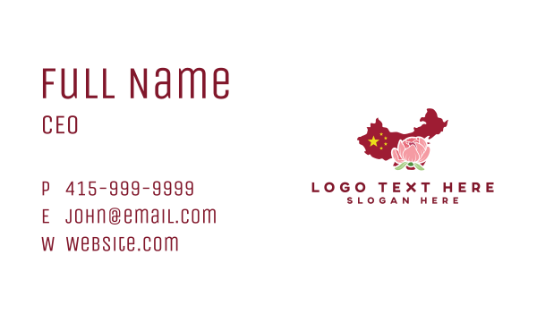 China Peony Map Business Card Design Image Preview