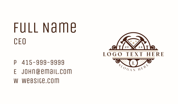 Hammer Remodeling Carpentry Business Card Design Image Preview