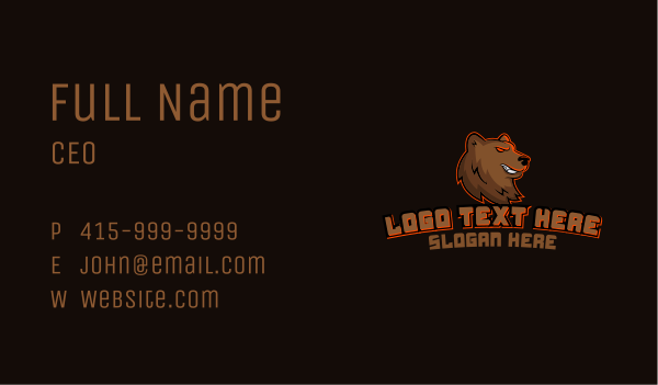 Wild Grizzly Bear Business Card Design Image Preview