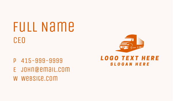 Orange Logistics Truck Business Card Design Image Preview