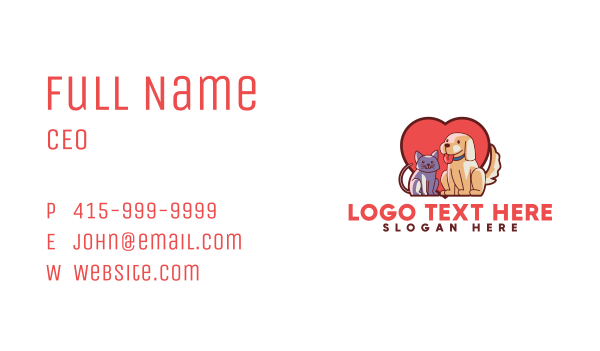 Cat Dog Heart Business Card Design Image Preview