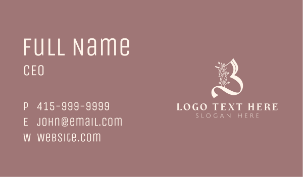 Feminine Floral Letter B Business Card Design Image Preview