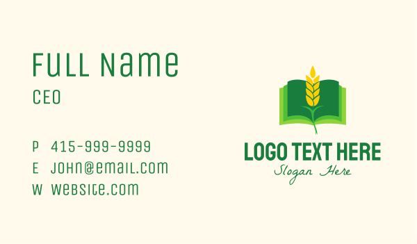 Agricultural Wheat Book Business Card Design Image Preview