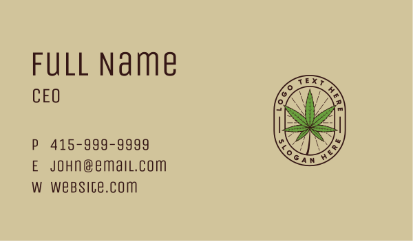 Marijuana Leaf Emblem Business Card Design Image Preview