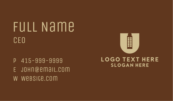 Beige Building Letter U Business Card Design Image Preview