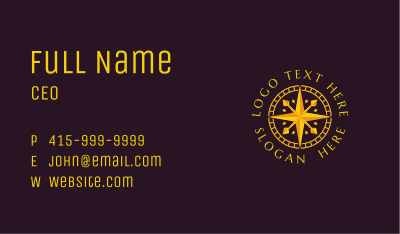 Premium Golden Compass Business Card Image Preview