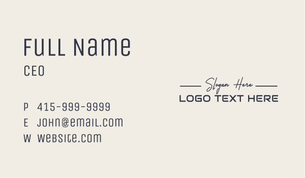Simple Generic Wordmark Business Card Design Image Preview