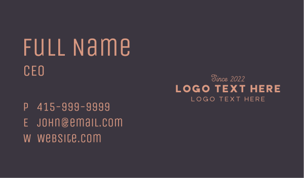 Elegant Lifestyle Wordmark Business Card Design Image Preview