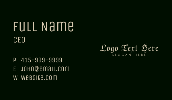 Gothic Signature Wordmark Business Card Design Image Preview
