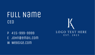 K & A Monogram Business Card