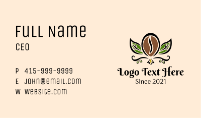 Organic Coffee Bean Leaf Business Card Image Preview