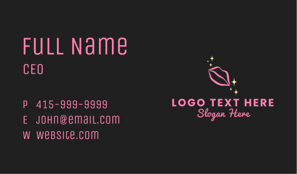 Pink Lips Cosmetics Business Card Design Image Preview