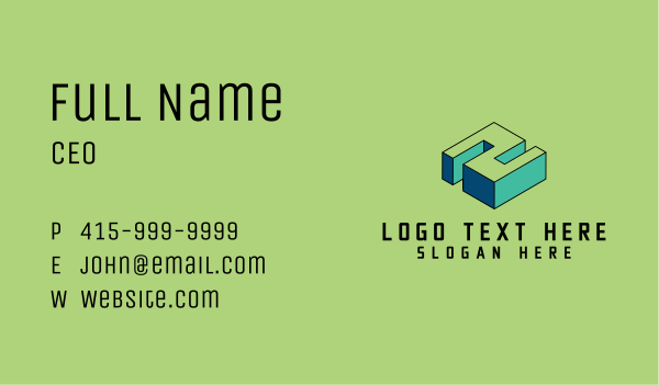 3D Pixel Letter N Business Card Design Image Preview