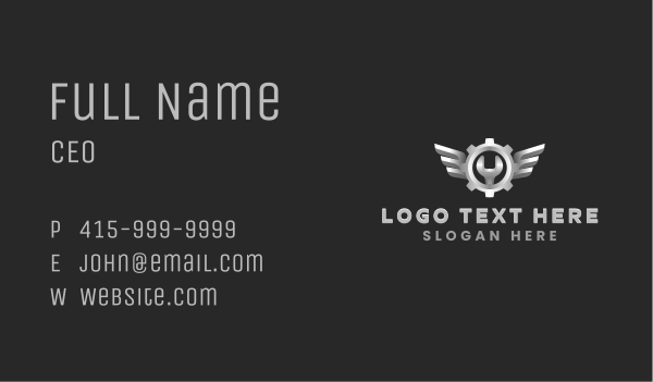 Mechanic Cog Wings Business Card Design Image Preview