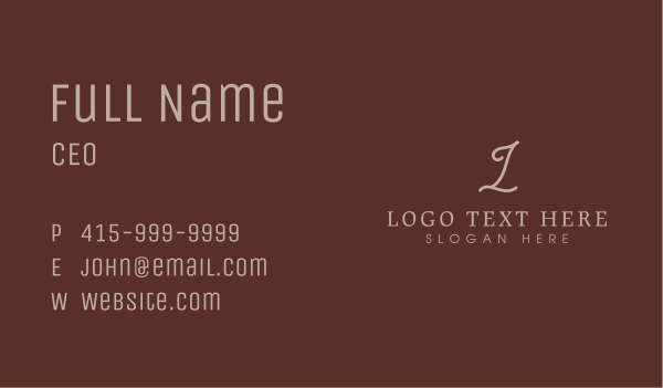 Elegant Script Lettermark Business Card Design Image Preview