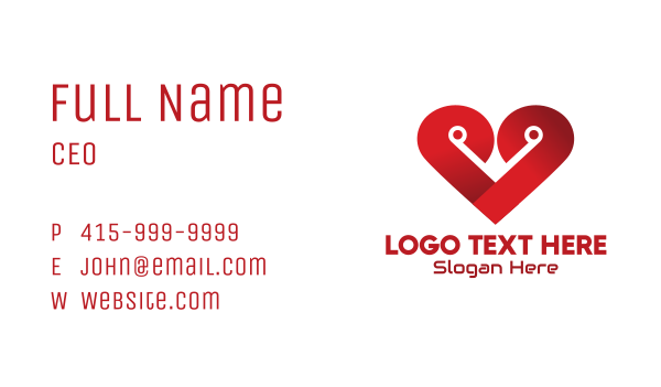 Red Heart Tech Business Card Design Image Preview