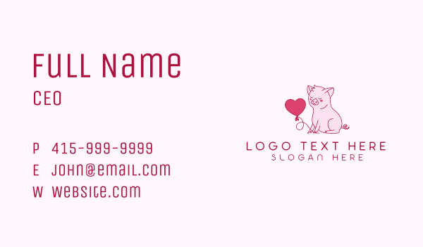 Piglet Animal Heart Business Card Design Image Preview
