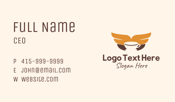Coffee Cup Wings Business Card Design Image Preview