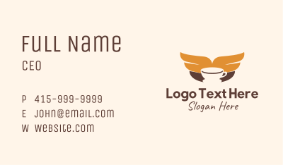 Coffee Cup Wings Business Card Image Preview