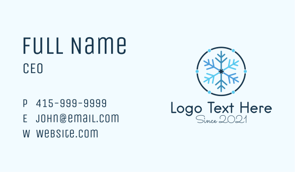 Blue Winter Snowflake  Business Card Design Image Preview