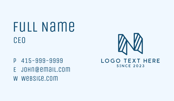 Blue Stripe Letter N Business Card Design Image Preview