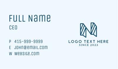 Blue Stripe Letter N Business Card Image Preview
