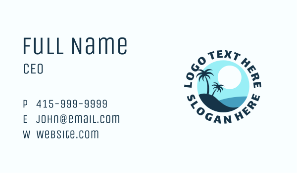Blue Tropical Island Business Card Design Image Preview