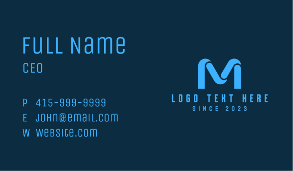 Blue Initial Letter M Business Card Design Image Preview