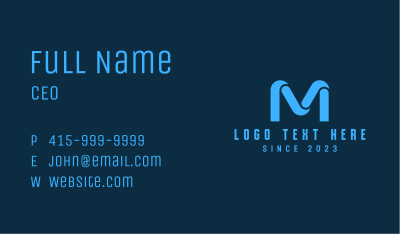 Blue Initial Letter M Business Card Image Preview