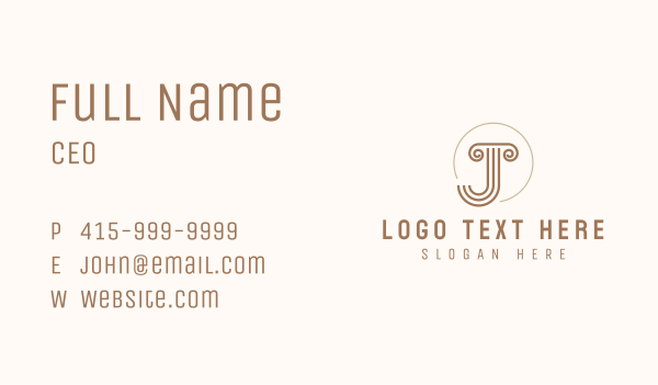 Pillar Letter J Business Card Design Image Preview