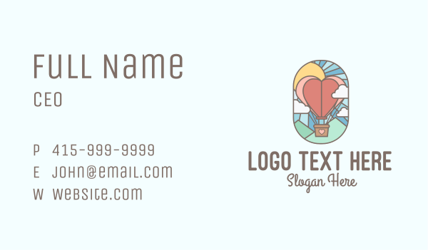 Heart Air Balloon  Business Card Design Image Preview