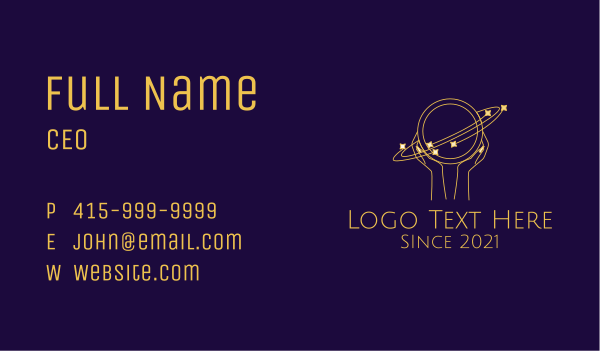 Minimalist Cosmic Hand Business Card Design Image Preview