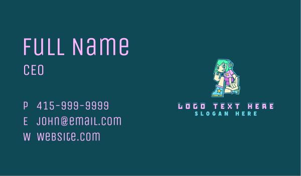 Gamer Girl Fashion Business Card Design Image Preview