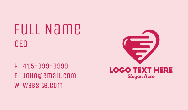 Pink Fast Heart  Business Card Design Image Preview