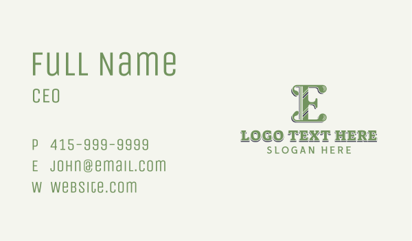 Antique Shop Letter E Business Card Design Image Preview