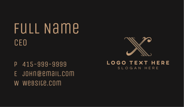 Elegant Classic Letter X Business Card Design Image Preview