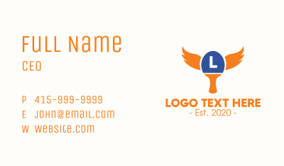Table Tennis Wings Lettermark Business Card