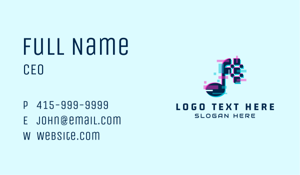 Music Streaming Glitch Business Card Design Image Preview
