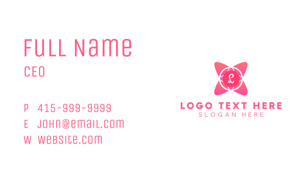 Pink Abstract Flower Lettermark Business Card Design Image Preview