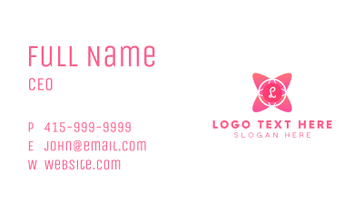 Pink Abstract Flower Lettermark Business Card Image Preview
