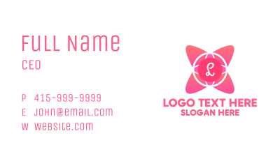 Pink Abstract Flower Lettermark Business Card