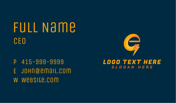 Electric Volt Letter E Business Card Design Image Preview