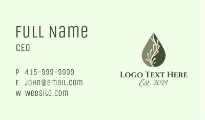 Leaf Vine Oil Droplet Business Card