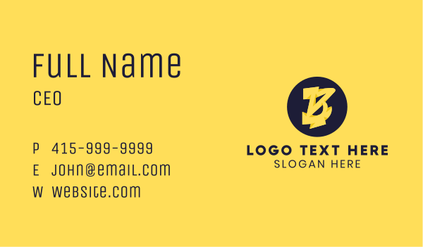 Yellow Letter B Business Card Design Image Preview