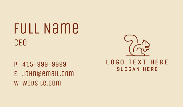 Minimalist Brown Squirrel   Business Card Design Image Preview