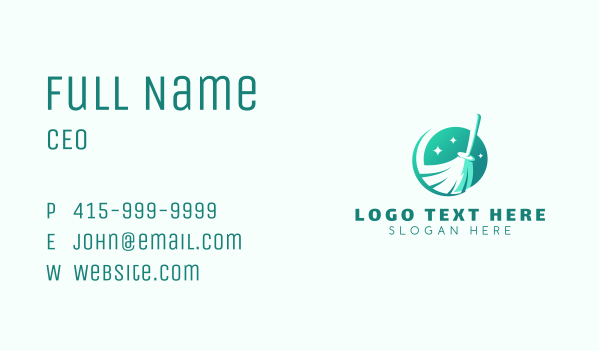 Sweeping Broom Janitorial Business Card Design Image Preview