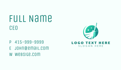 Sweeping Broom Janitorial Business Card Image Preview