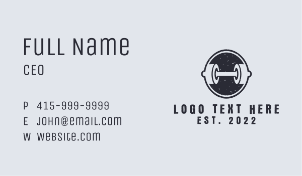 Dumbbell Gym Badge Business Card Design Image Preview