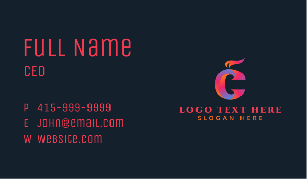 Gradient Flame Letter C Business Card Design Image Preview